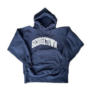 Vintage 90s Champion Reverse Weave Hoodie Georgetown University Blue Size L